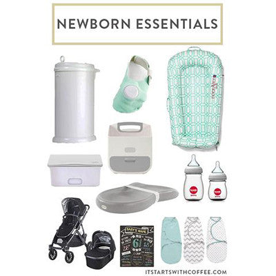 Newborn Essentials includes Pearhead's all about baby chalkboard