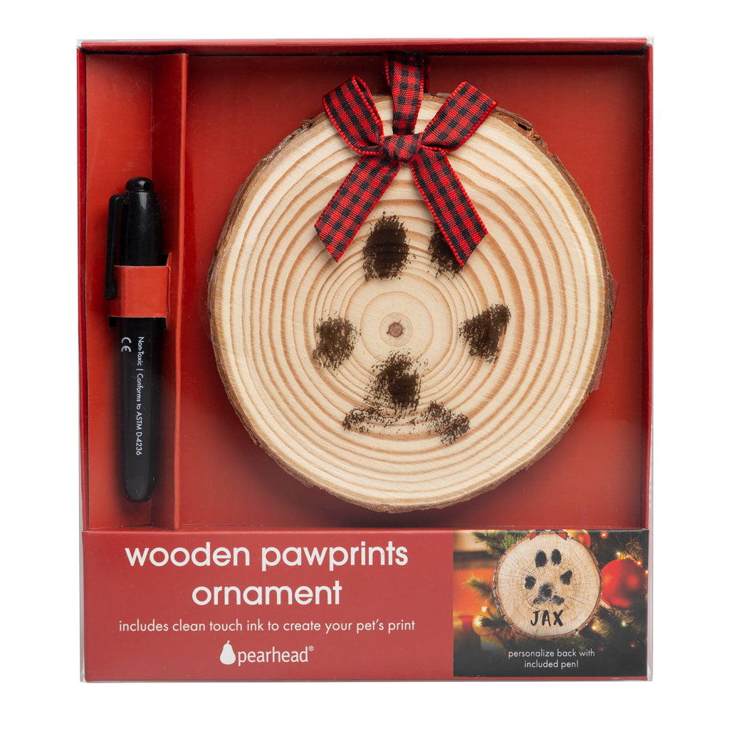 wooden pawprints ornament
