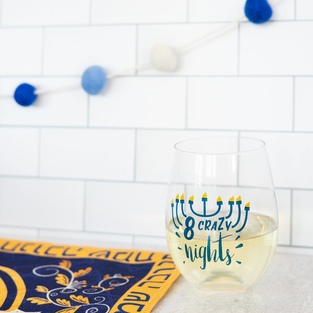 hanukkah wine glass