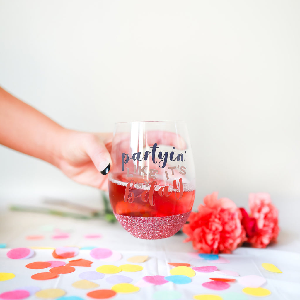 birthday wine glass