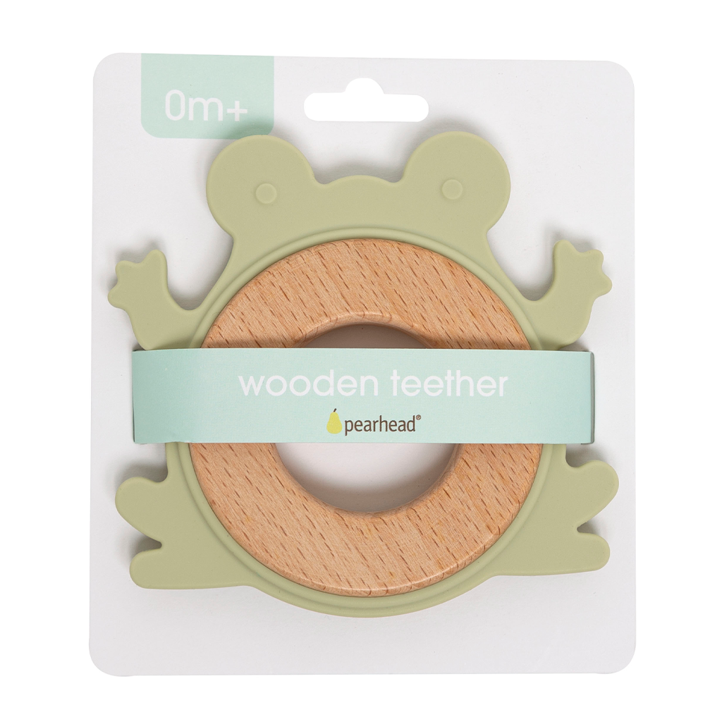 frog wooden teether