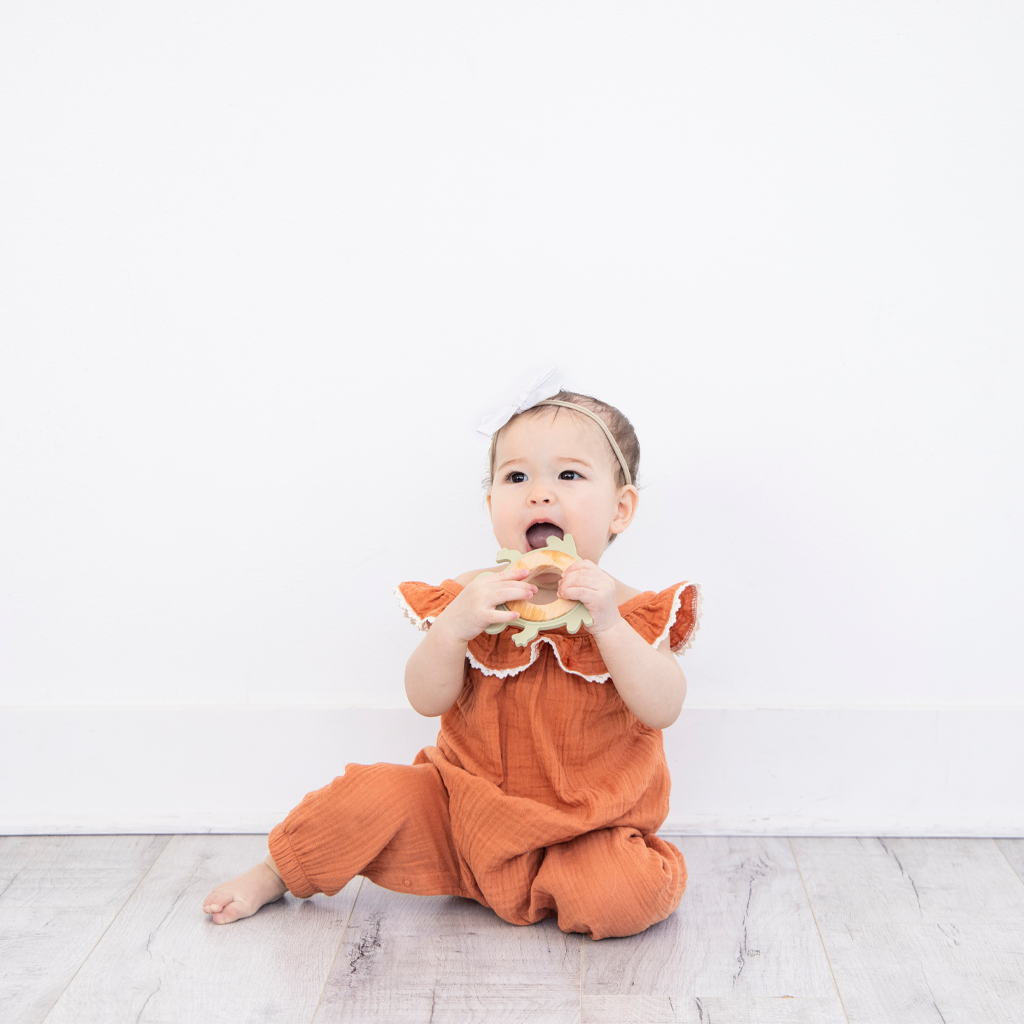 frog wooden teether