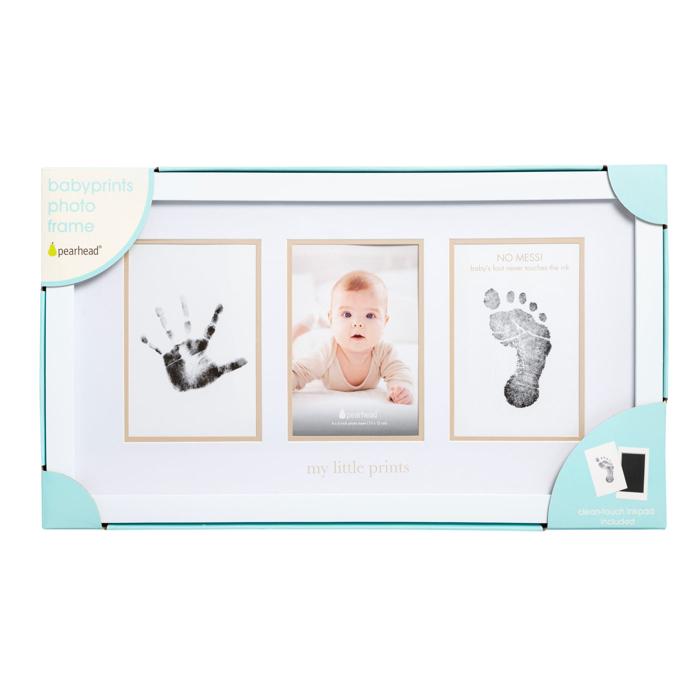 baby prints photo frame with beige mat