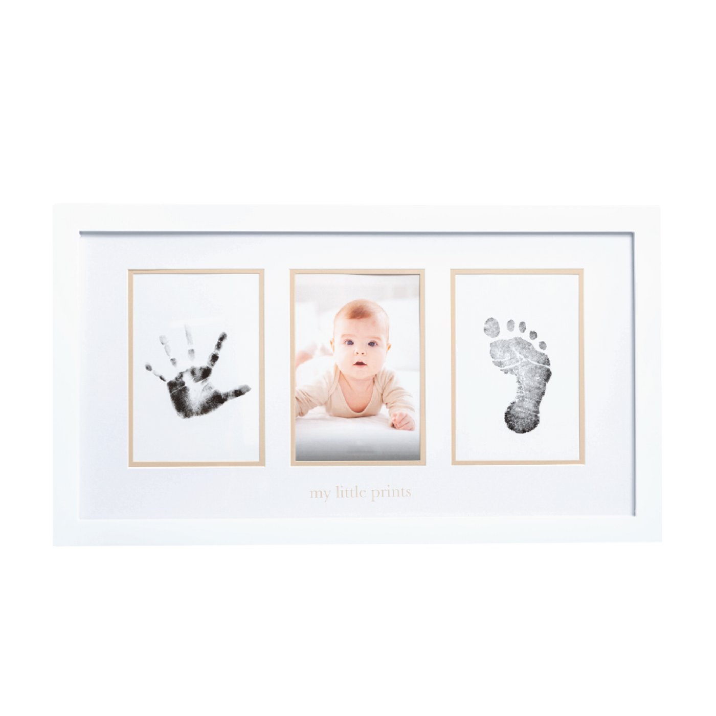 baby prints photo frame with beige mat