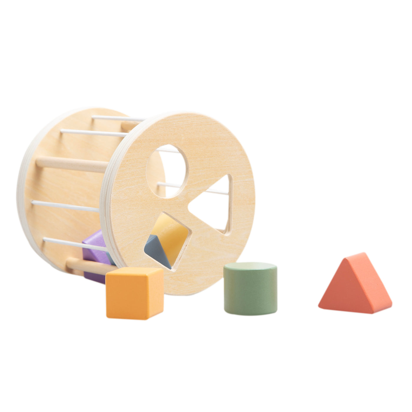 wooden sorting rattle toy