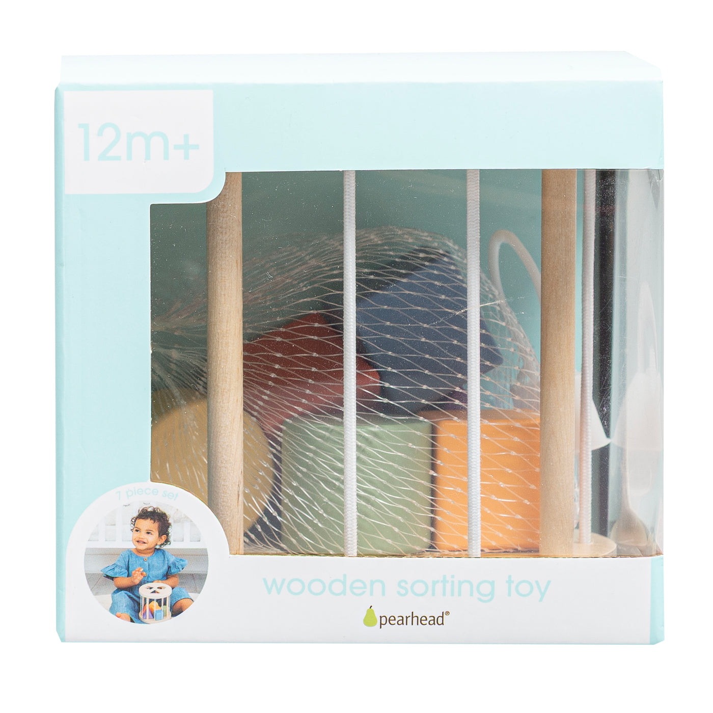 wooden sorting rattle toy