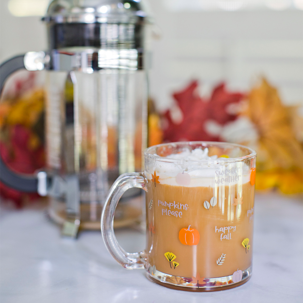 fall glass mug