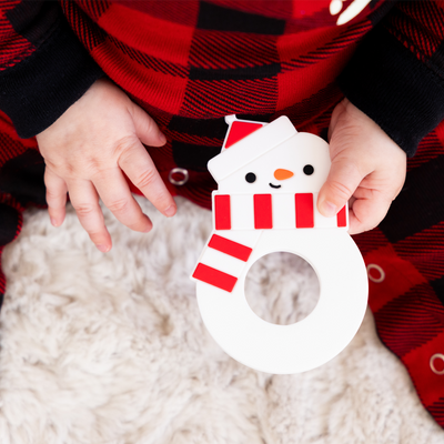 snowman silicone teether
