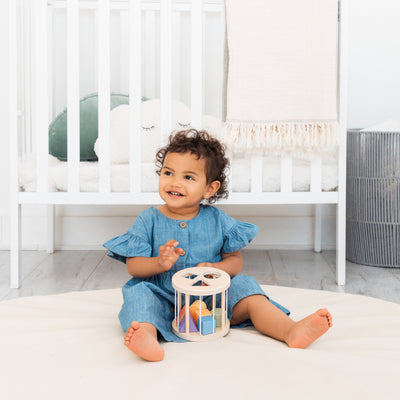 wooden sorting rattle toy