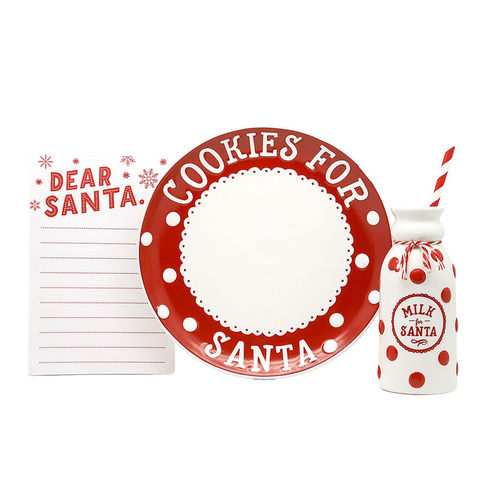 Santa milk and cookies plate set on sale