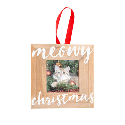 meowy christmas photo ornament