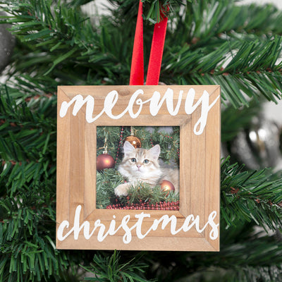 meowy christmas photo ornament