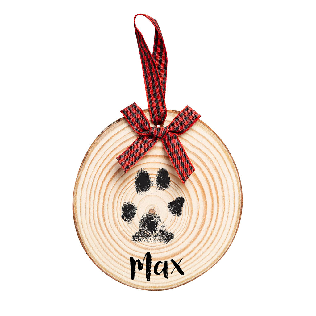 wooden pawprints ornament