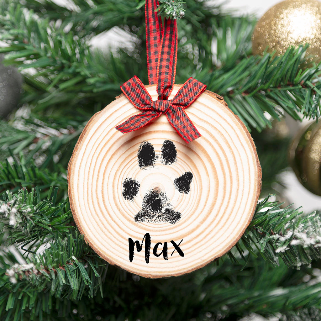 wooden pawprints ornament