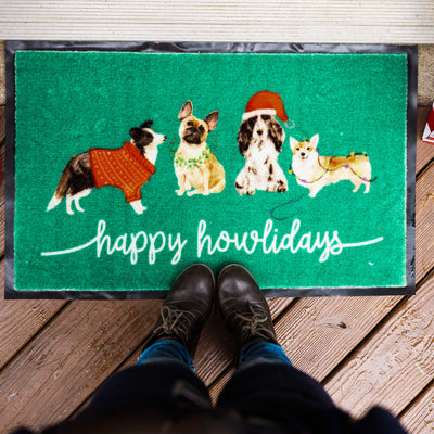 happy howlidays door mat