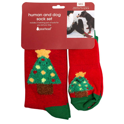 human and dog sock set