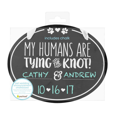 pearhead's pet wedding announcement chalkboard