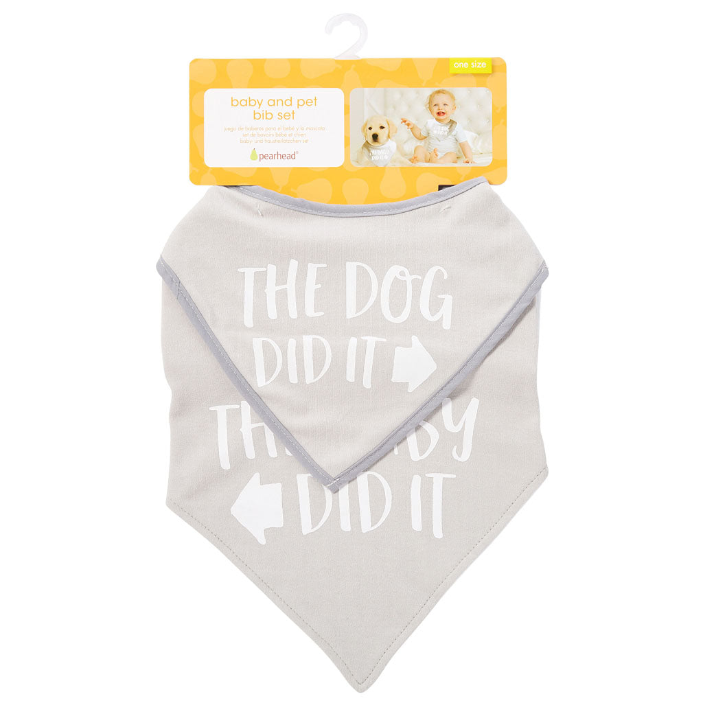 Pearhead's baby and pet bib set