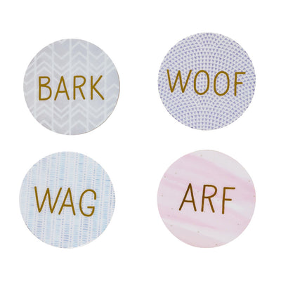 Pearhead's "Woof, Bark, Wag, Arf" coaster set