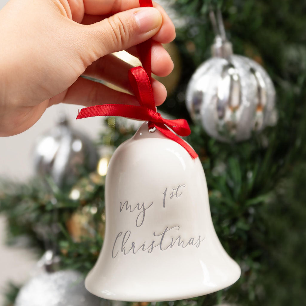 Pearhead's "my first christmas" bell ornament