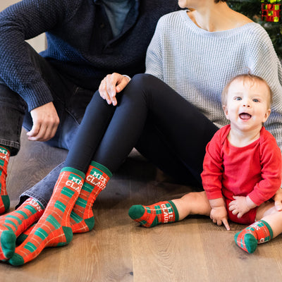 mom, dad and baby holiday sock set