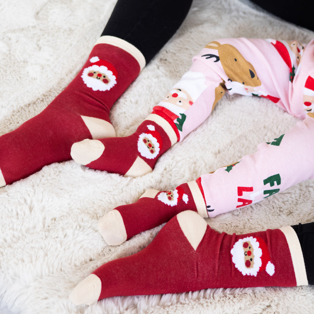 parent and baby santa sock set
