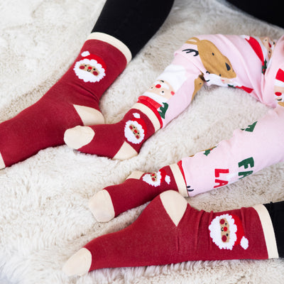 parent and baby santa sock set