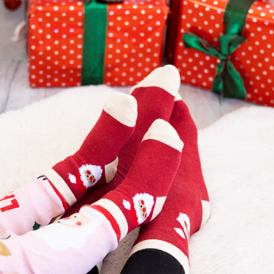 parent and baby santa sock set