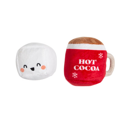 hot cocoa and marshmallows cat toy set