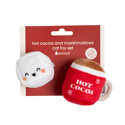 hot cocoa and marshmallows cat toy set
