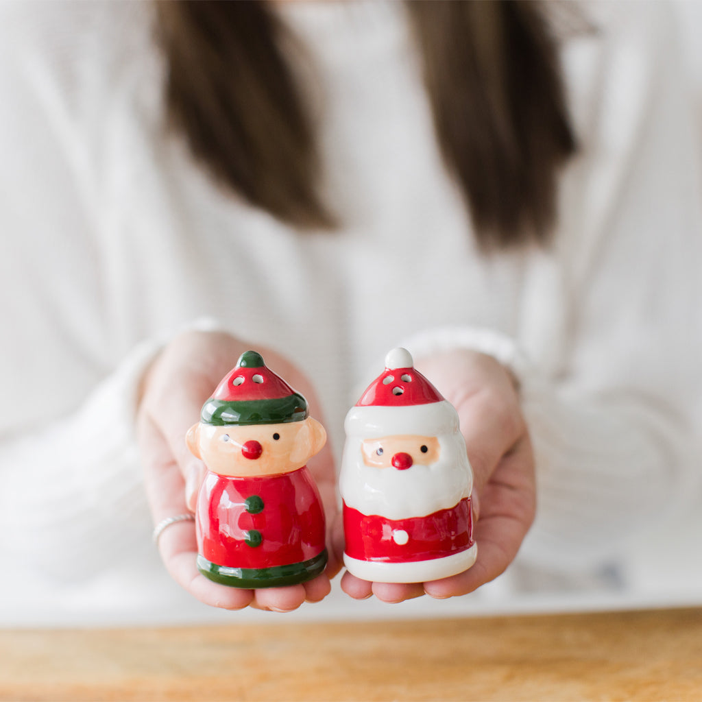 santa & elf salt and pepper shakers