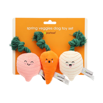 spring veggies dog toy set