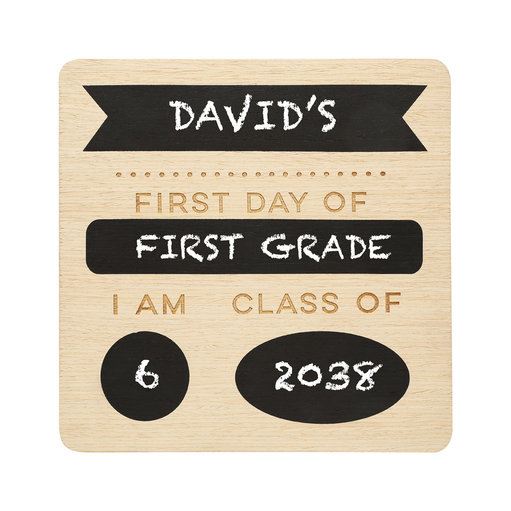 first & last day wooden chalkboard