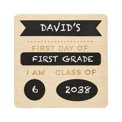 first & last day wooden chalkboard