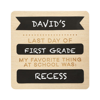 first & last day wooden chalkboard