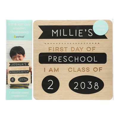 first & last day wooden chalkboard