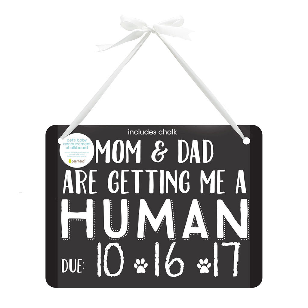 pearhead's pet baby announcement chalkboard