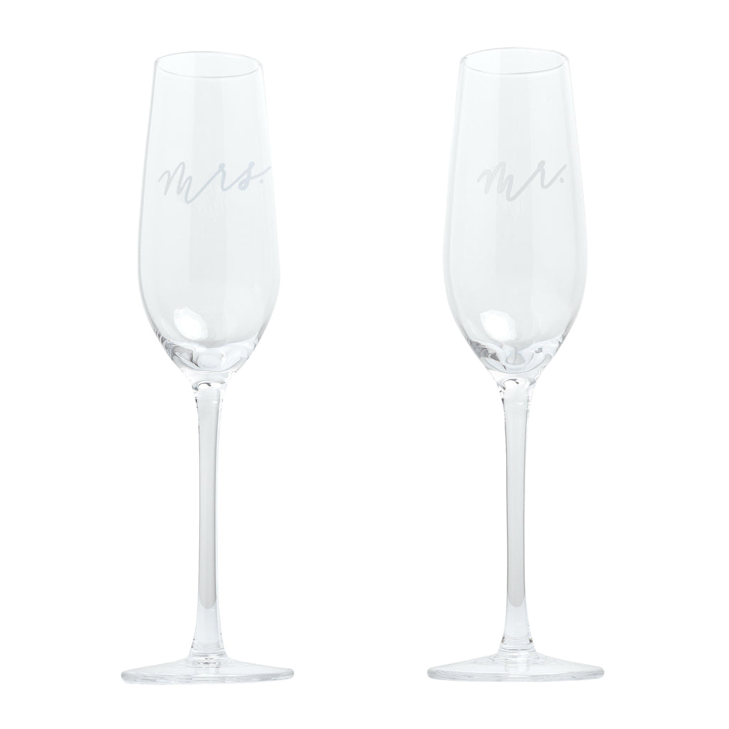 mr. & mrs. champagne flute set