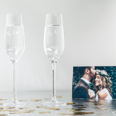 mr. & mrs. champagne flute set