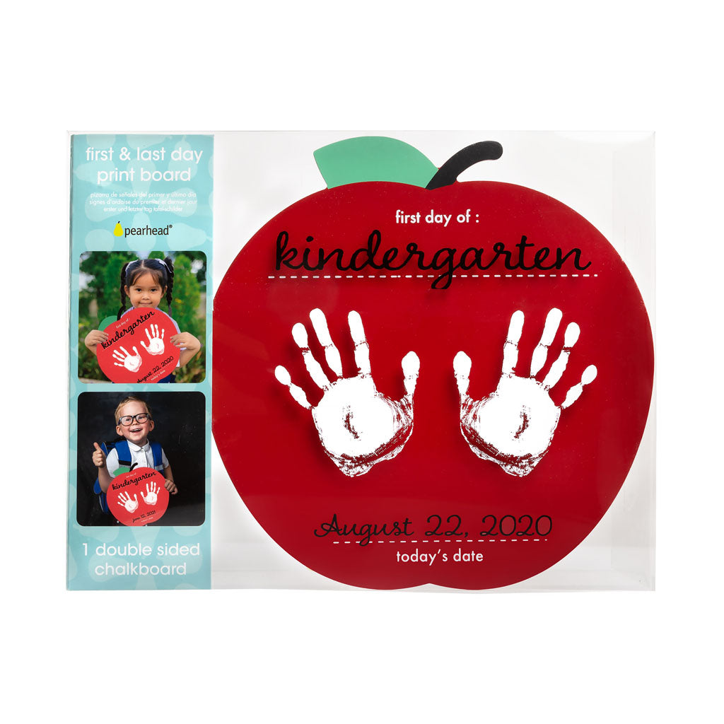 Pearhead's first day of school apple handprint sign