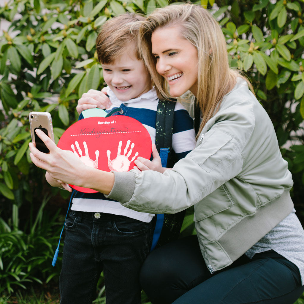 Pearhead's first day of school apple handprint sign