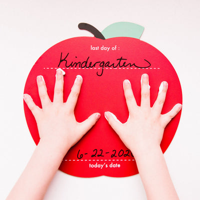 Pearhead's first day of school apple handprint sign