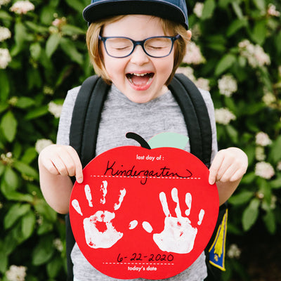 Pearhead's first day of school apple handprint sign