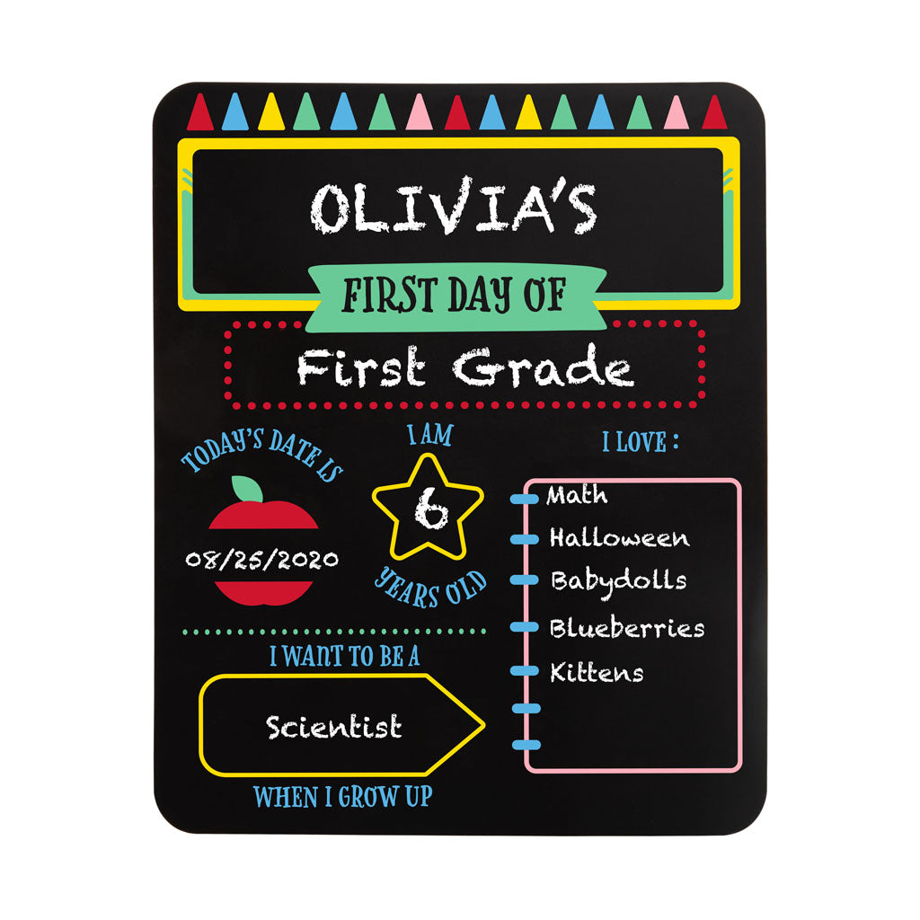Pearhead's first day of school chalkboard