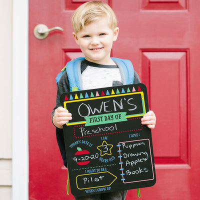Pearhead's first day of school chalkboard