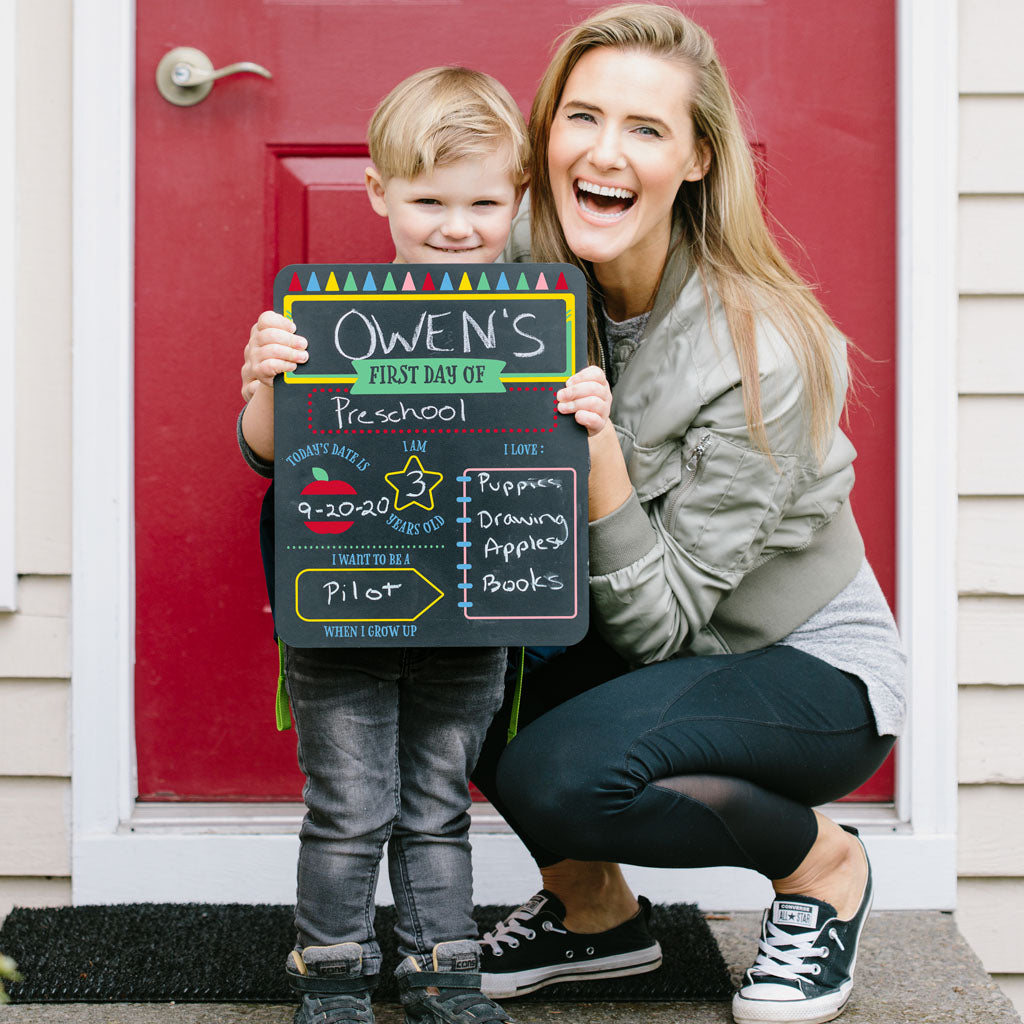 first day of school chalkboard