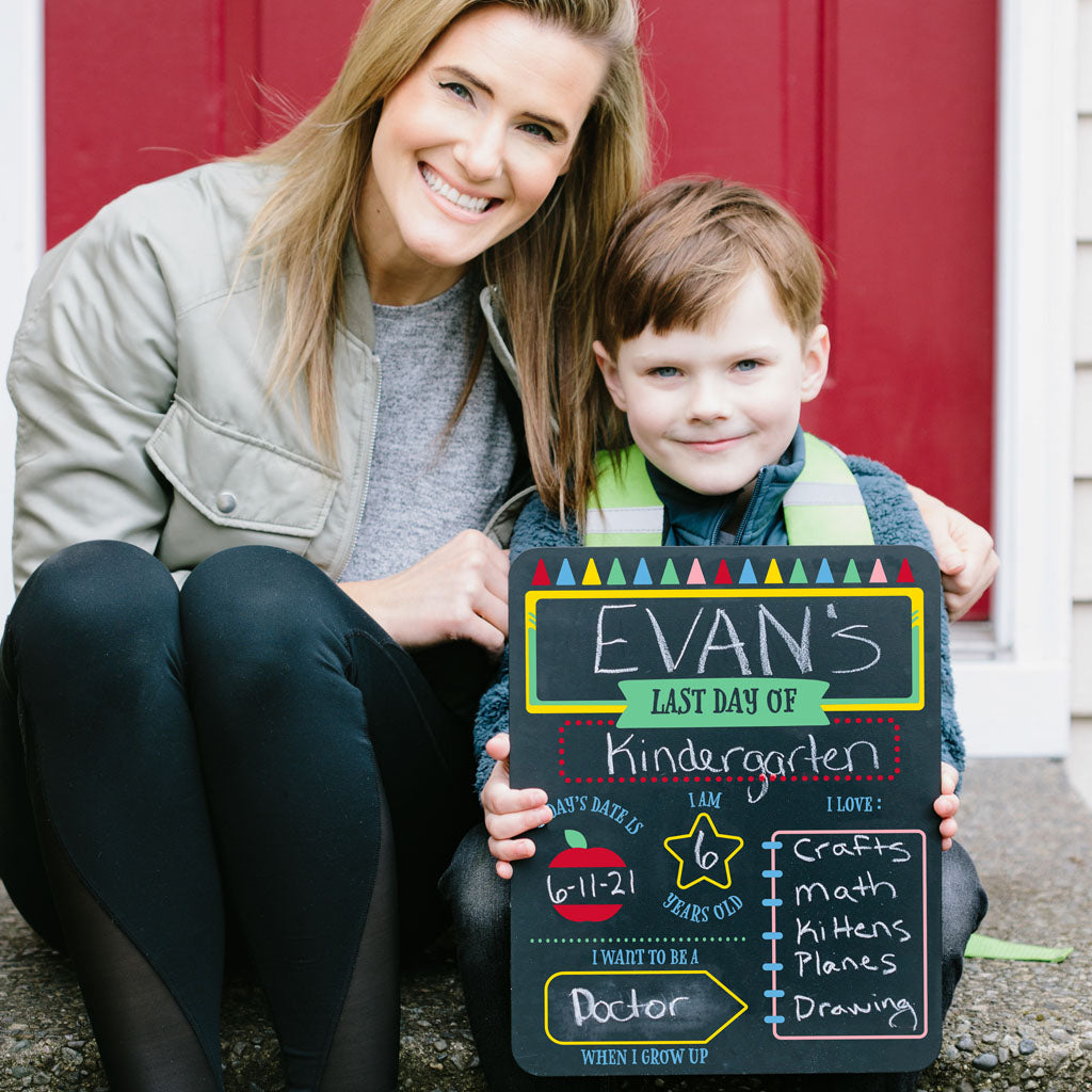 Pearhead's first day of school chalkboard
