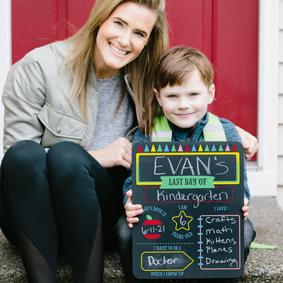 Pearhead's first day of school chalkboard