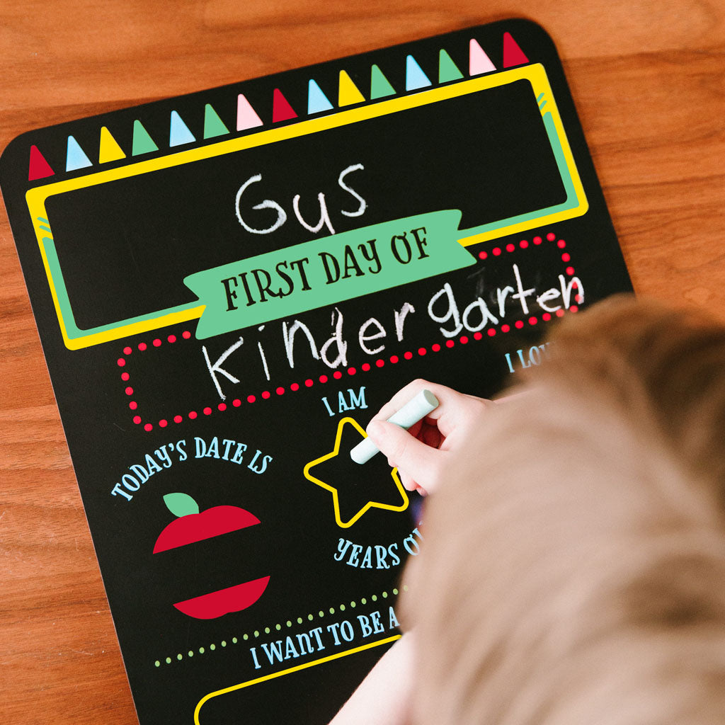 Pearhead's first day of school chalkboard