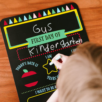 Pearhead's first day of school chalkboard
